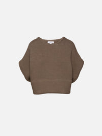 Short Sleeve Crop Top,ALAIA,GRIS TAUPE,Image 1