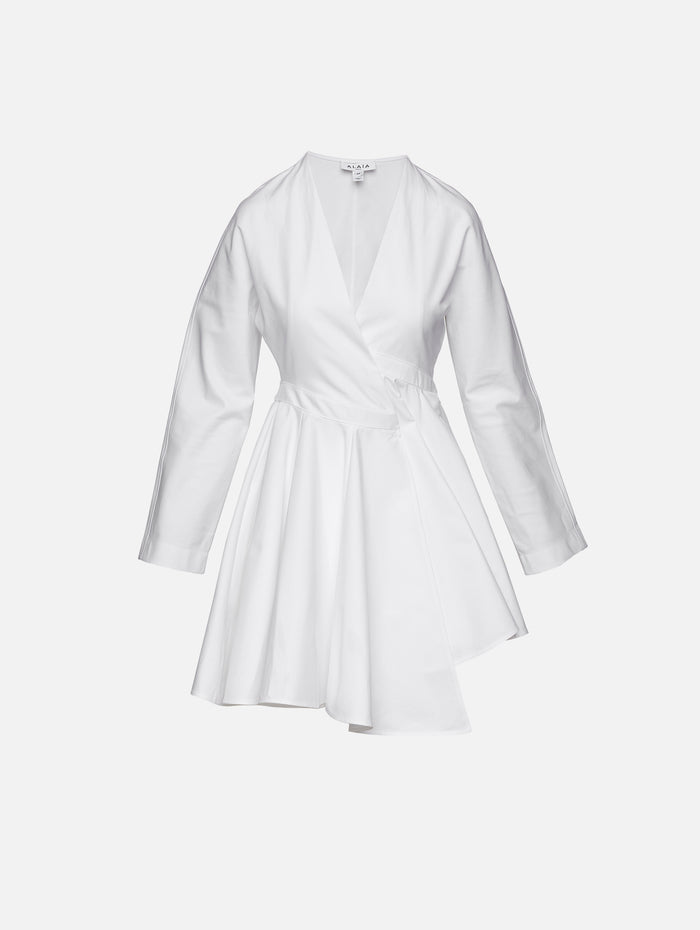 Asymmetrical Belt Dress,ALAIA,BLANC,Image 1