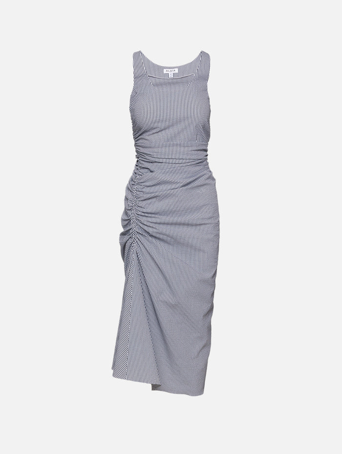 Gathered Dress,ALAIA,BLANC/BLEU,Image 1