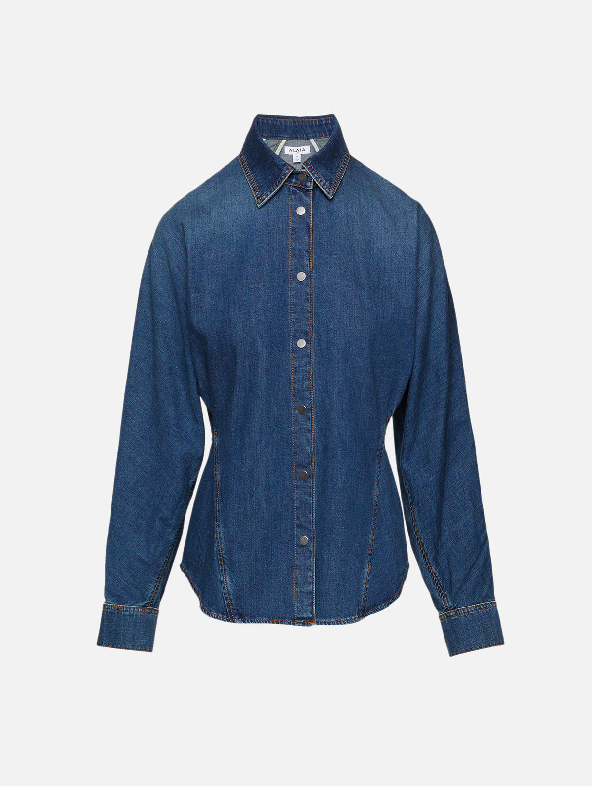 Curved Shirt,ALAIA,BLEU MINERA,Image 1