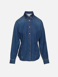 Curved Shirt,ALAIA,BLEU MINERA,Image 1