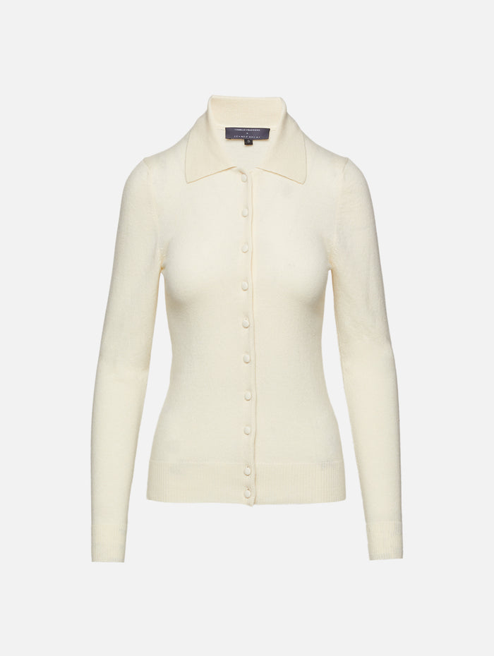 Vintage Cashmere Cardigan,ZEYNEP ARCAY,OFF WHITE,Image 1