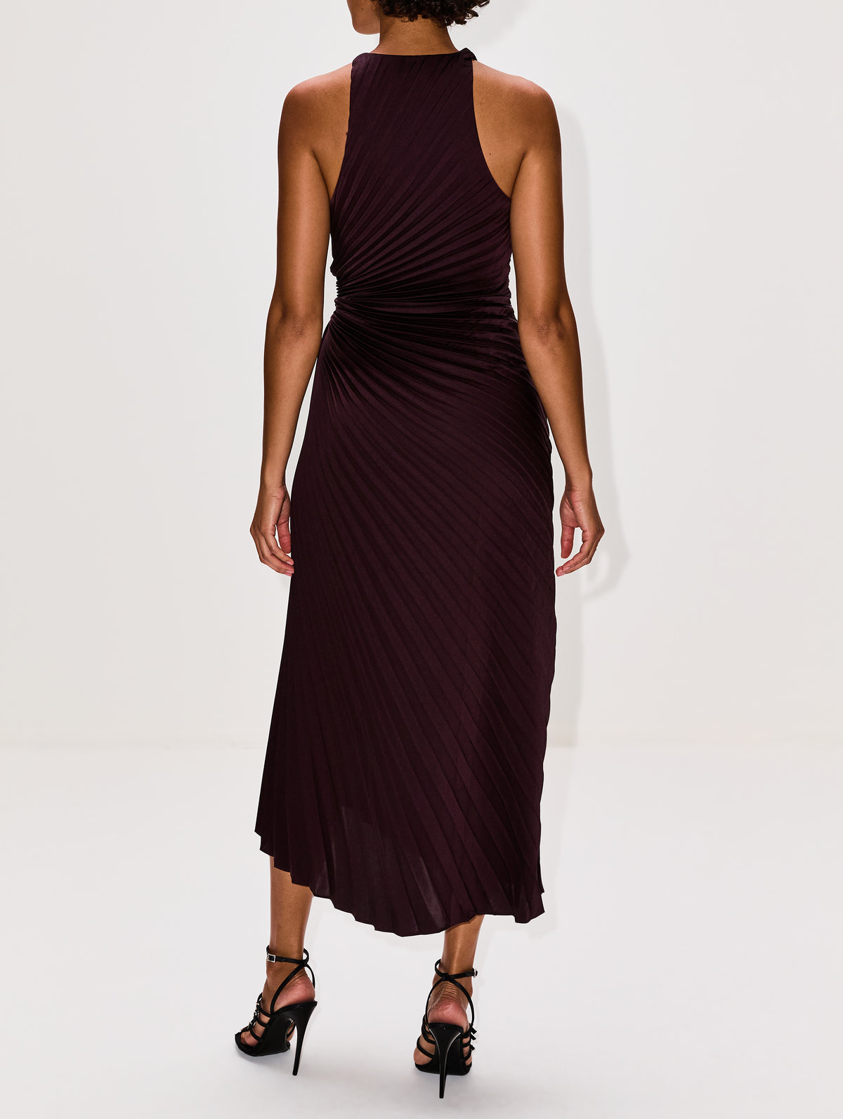 A.L.C. Women's Reagan Satin Pleated Midi Dress in Deep Plum, Size 2 A.L.C. Women's Reagan Satin Pleated Midi Dress in Deep Plum, Size 2