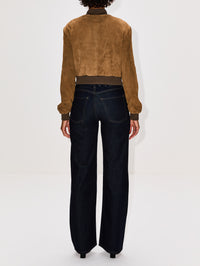 Stretch Leather Bomber,SUSAN BENDER,MOSS,Image 3
