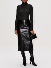 Kick Back Leather Skirt,GIVENCHY,BLACK,Image 2