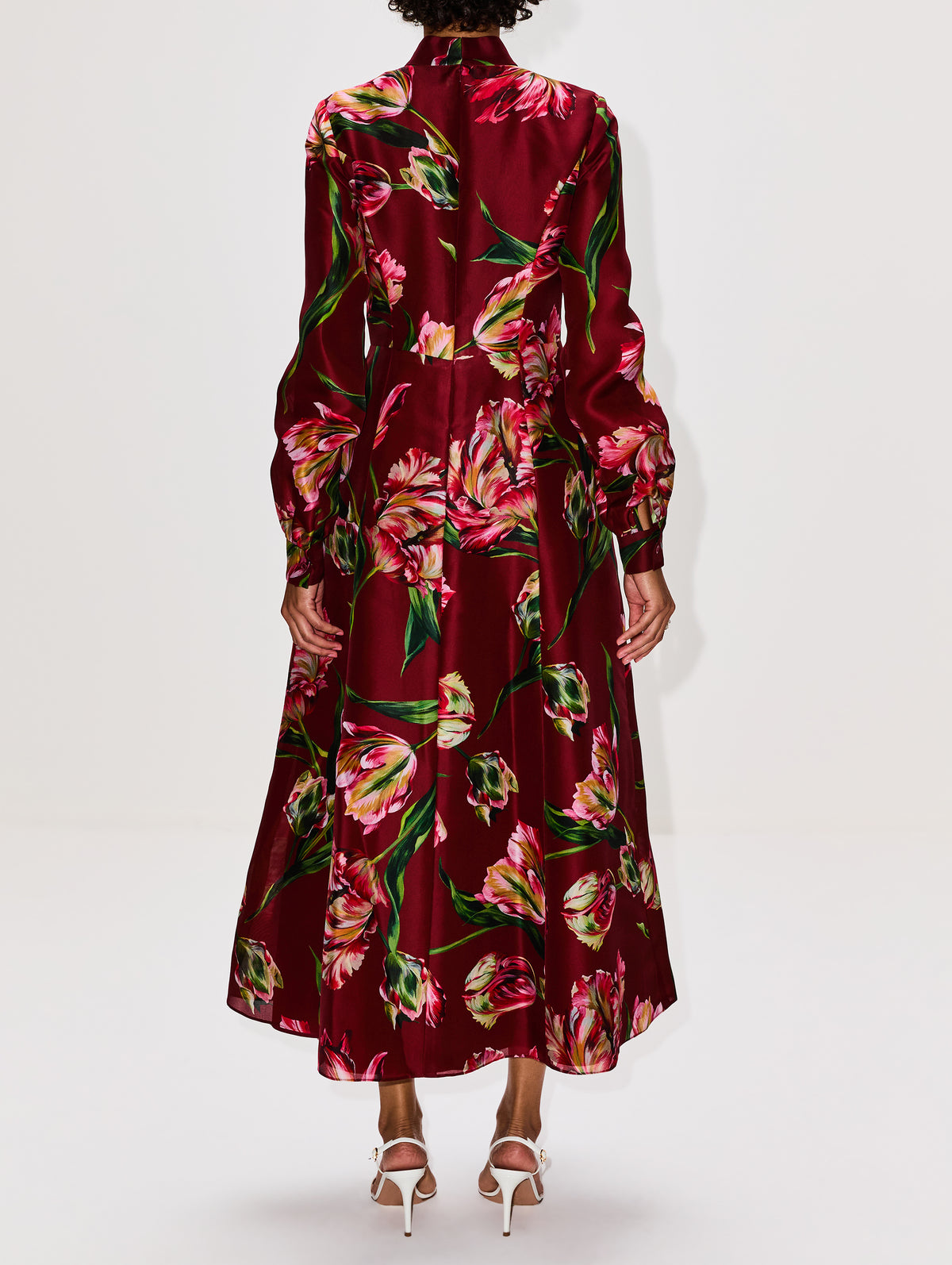 Mock Neck Midi Dress,CAROLINA HERRERA,GARNET MULTI,Image 4