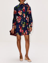 Ruffle Mini Dress,CAROLINA HERRERA,DARK NAVY MULTI,Image 2