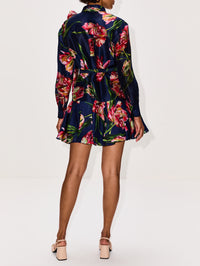 Ruffle Mini Dress,CAROLINA HERRERA,DARK NAVY MULTI,Image 4