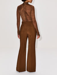 Snake Lace Mock Neck Bodysuit,LAPOINTE,BROWN,Image 3