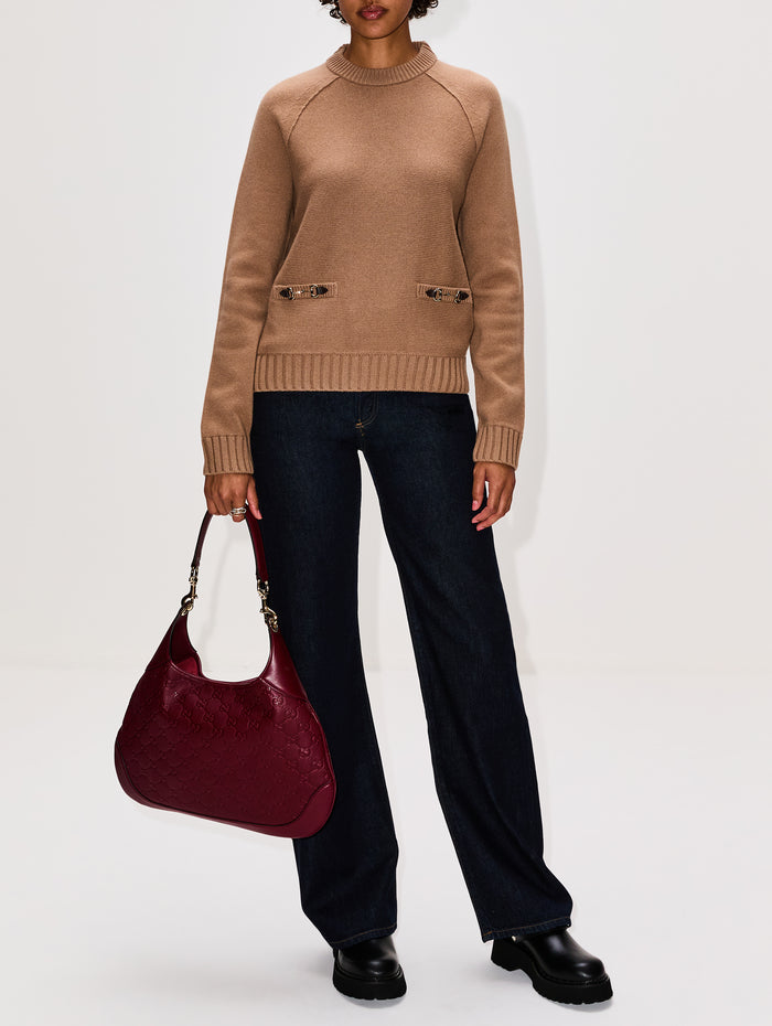 Gucci B Medium Shoulder Bag,GUCCI,ROSSO ANCORA,Image 1