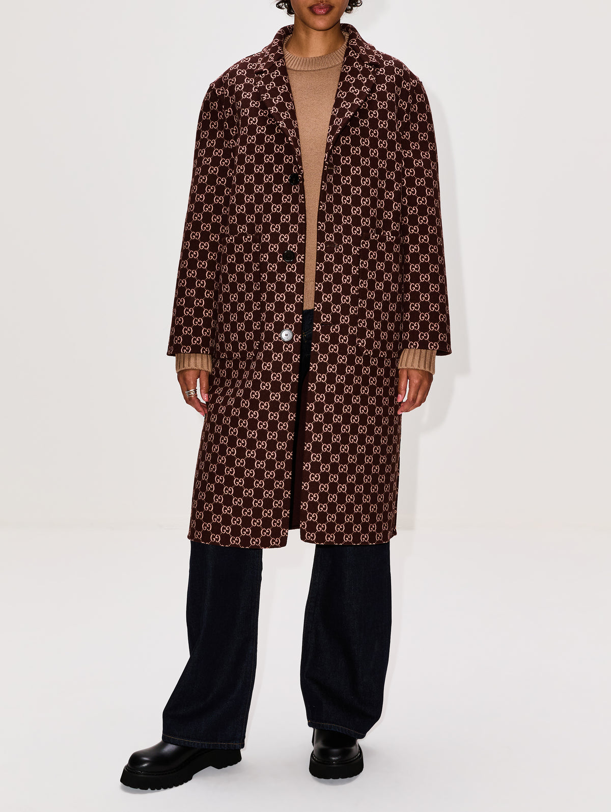 GG Coat,GUCCI,BROWN/PINK,Image 2