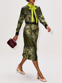 Floral Bandana Skirt,GUCCI,MILITARY GREEN,Image 3