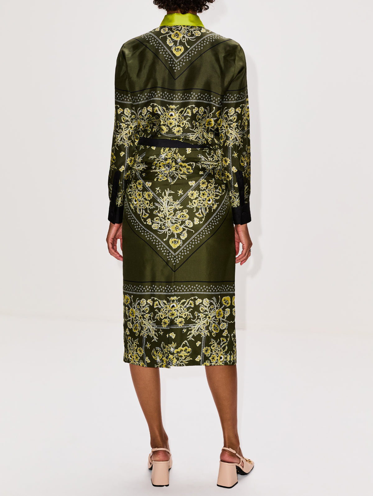 Floral Button Down Shirt,GUCCI,MILITARY GREEN,Image 3