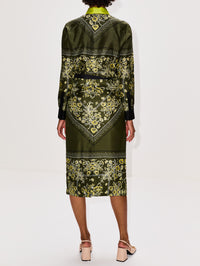 Floral Button Down Shirt,GUCCI,MILITARY GREEN,Image 3