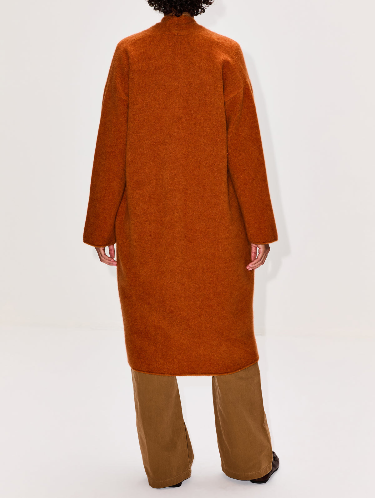 Slim Cocoon Coat,LAINEY KEOGH,RUST,Image 3