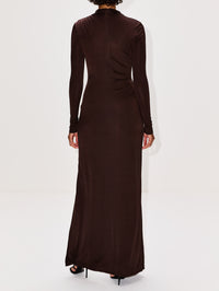 Jersey Draped Gown,LAPOINTE,DARK BROWN,Image 4