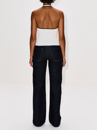 Fine Line Halter Top,ST AGNI,OFF WHITE BLACK,Image 3