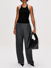 Fine Line Halter Top,ST AGNI,BLACK,Image 2