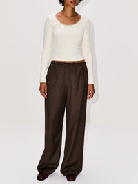 Cove Wide Pant,LOULOU DE SAISON,BROWN MELANGE,Image 2
