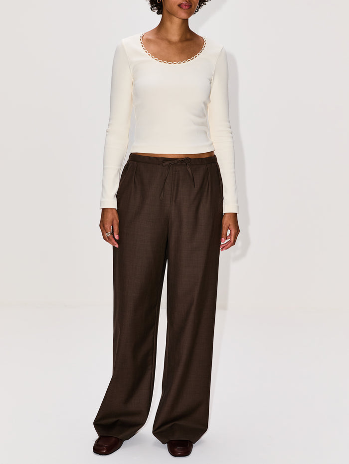 Cove Wide Pant,LOULOU DE SAISON,BROWN MELANGE,Image 1