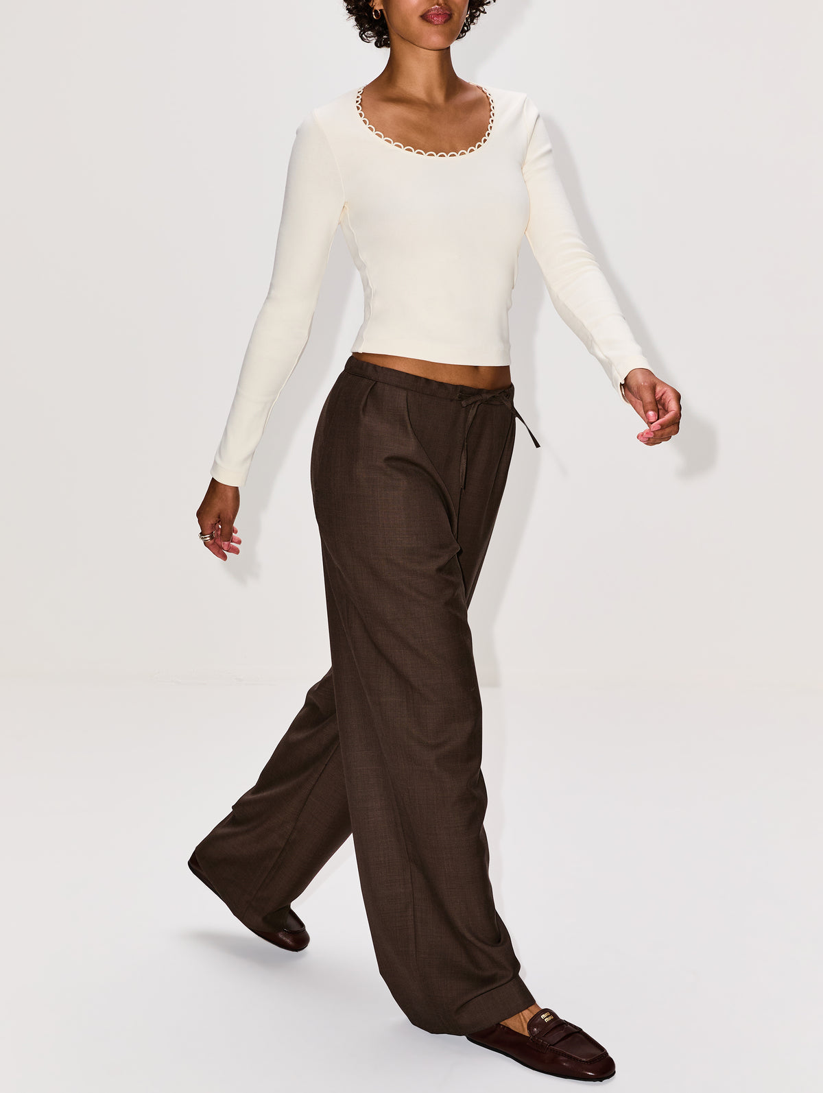 Cove Wide Pant,LOULOU DE SAISON,BROWN MELANGE,Image 3