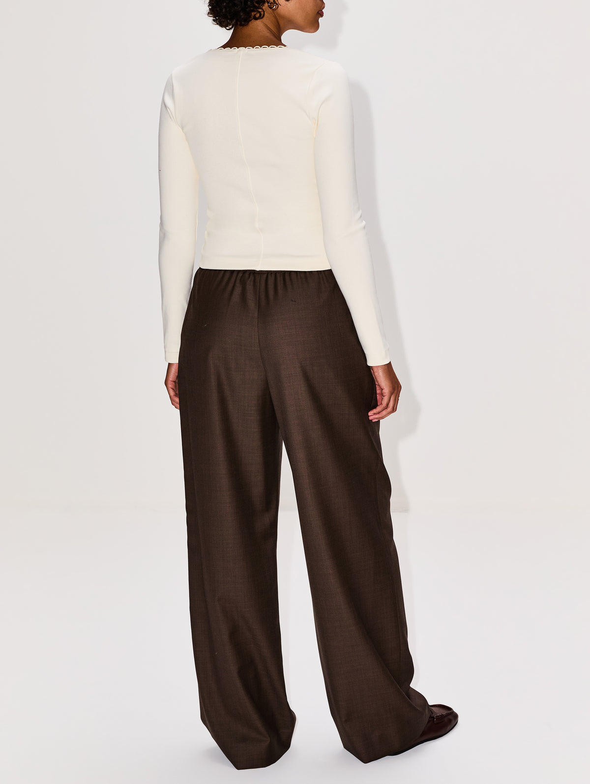 Cove Wide Pant,LOULOU DE SAISON,BROWN MELANGE,Image 4