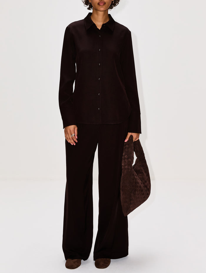 Maddi Shirt,PROENZA SCHOULER WHITE LABEL,CHOCOLATE,Image 1