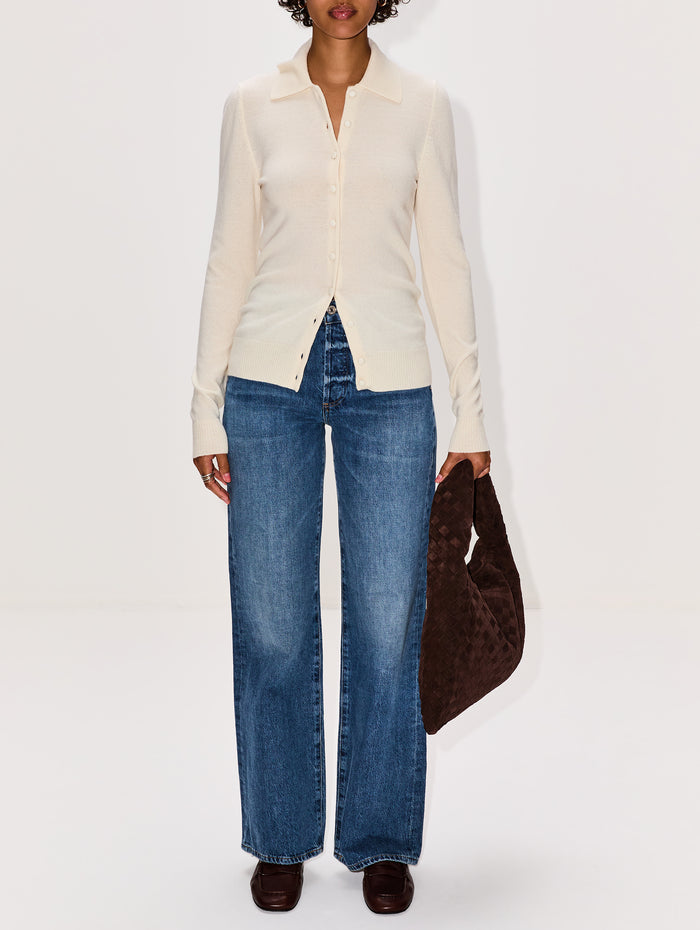 Vintage Cashmere Cardigan,ZEYNEP ARCAY,OFF WHITE,Image 1