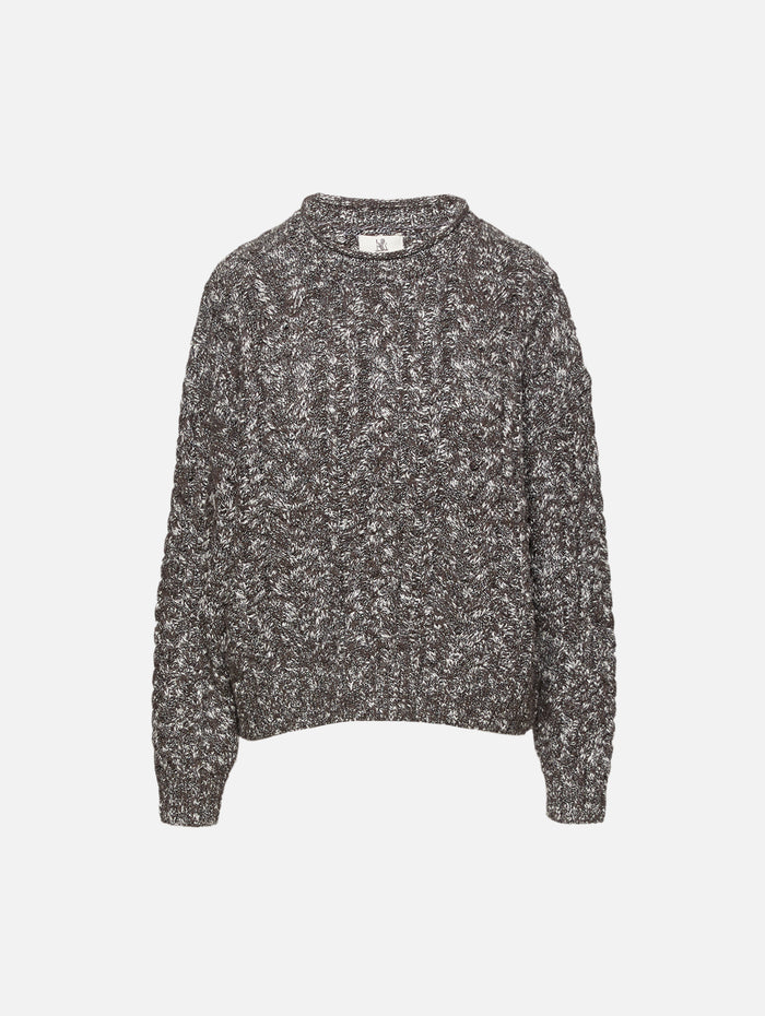 Cable Sweater,DENIMIST,MARLED CHARCOAL,Image 1