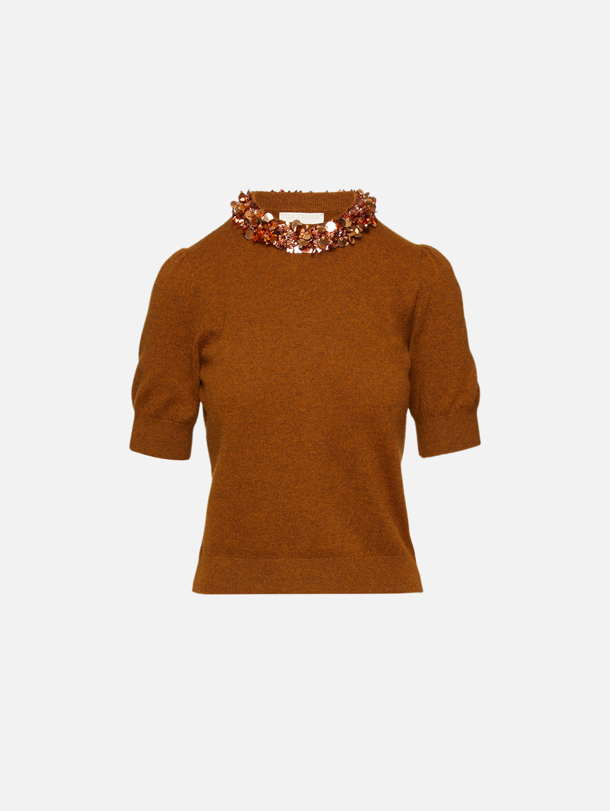 Liv Embroidered Top,ULLA JOHNSON,UMBER,Image 1