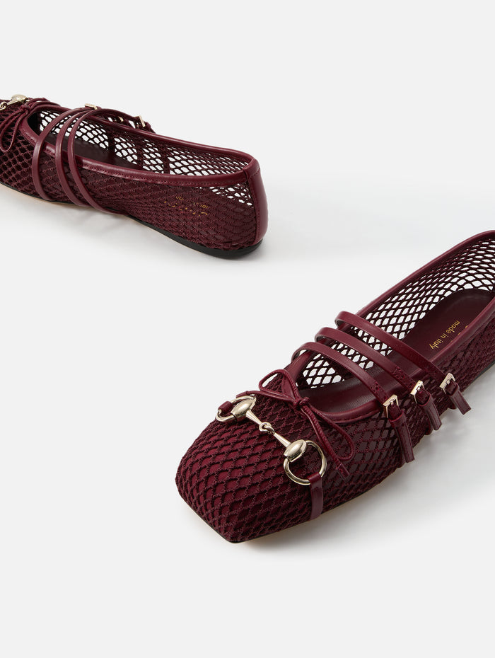 Horsebit Ballerina Flat,GUCCI,ROSSO ANCORA,Image 1