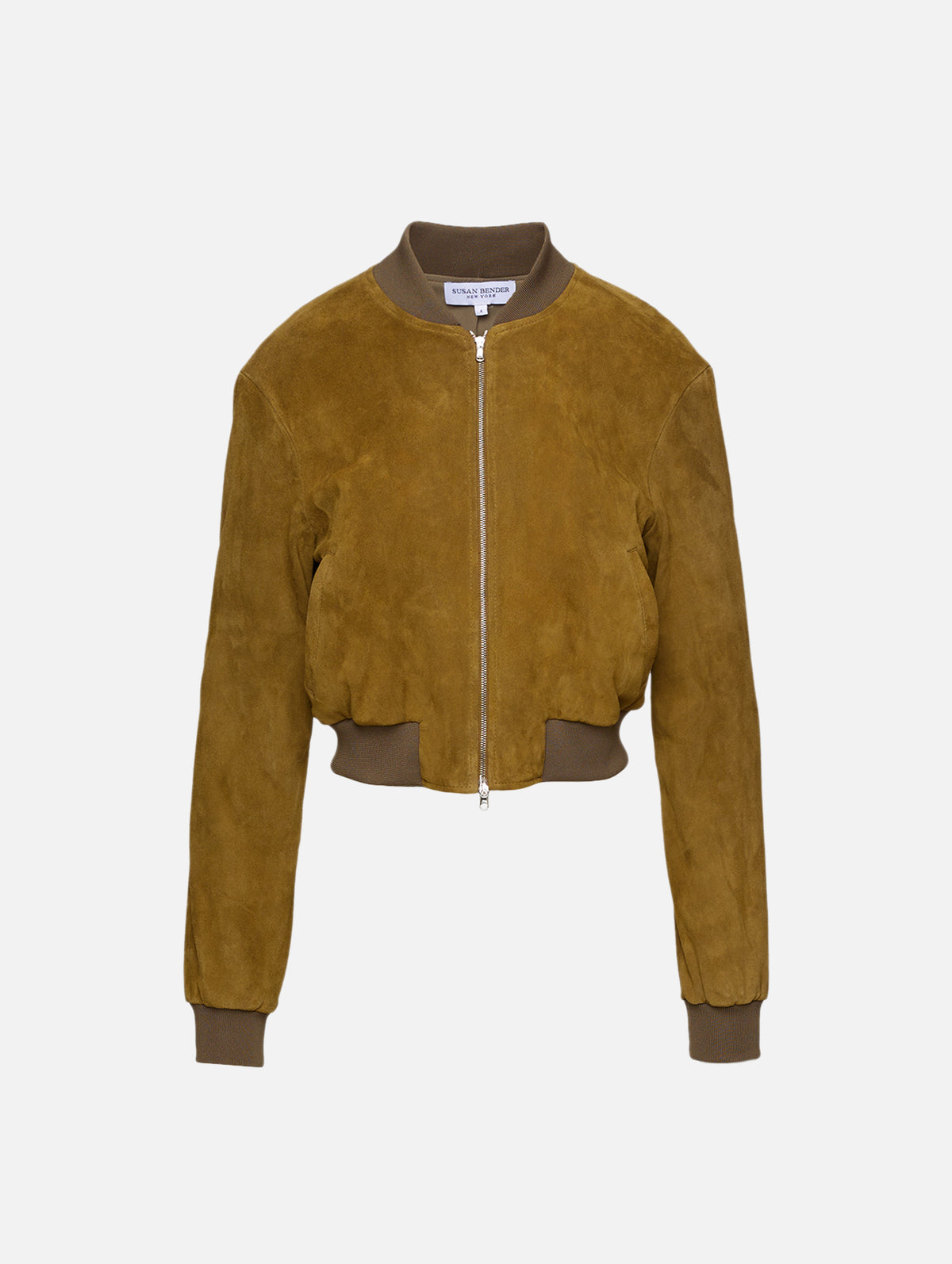 Stretch Leather Bomber,SUSAN BENDER,MOSS,Image 1