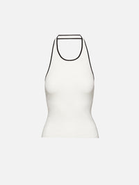 Fine Line Halter Top,ST AGNI,OFF WHITE BLACK,Image 1