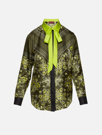 Floral Button Down Shirt,GUCCI,MILITARY GREEN,Image 1