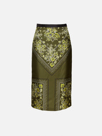 Floral Bandana Skirt,GUCCI,MILITARY GREEN,Image 1