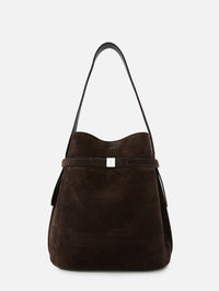 Belted Suede Bucket Bag,TOTÉME,BROWN,Image 1
