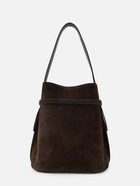Belted Suede Bucket Bag,TOTÉME,BROWN,Image 3