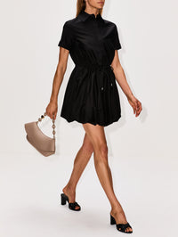 Short Sleeve Dress,LOEWE,BLACK,Image 3