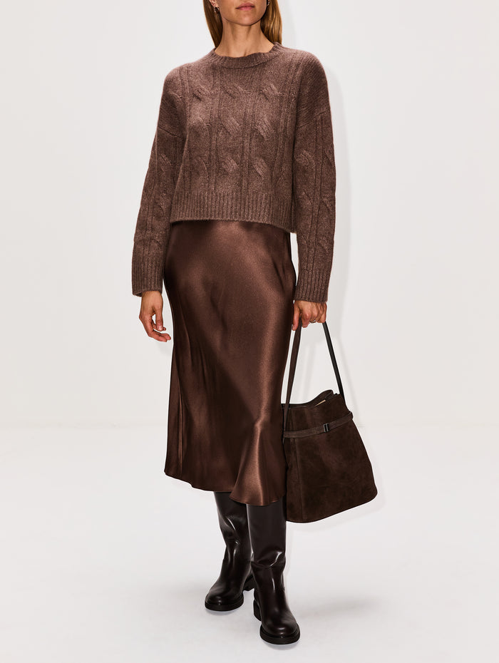 Tristan Cable Pullover Top,SABLYN,SWISS BROWN,Image 1