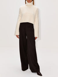 Teddy High Neck Sweater,SASUPHI,IVORY,Image 2