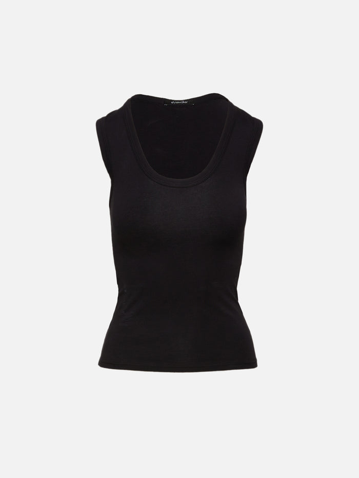Cori Scoop Tank,ELYSEWALKER LABEL,BLACK,Image 1