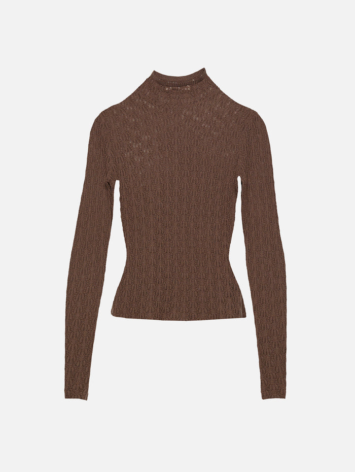 Rhea Mock Neck Top,SABLYN,SWISS BROWN,Image 1