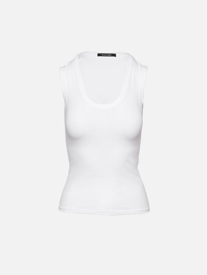 Cori Scoop Tank,ELYSEWALKER LABEL,WHITE,Image 1