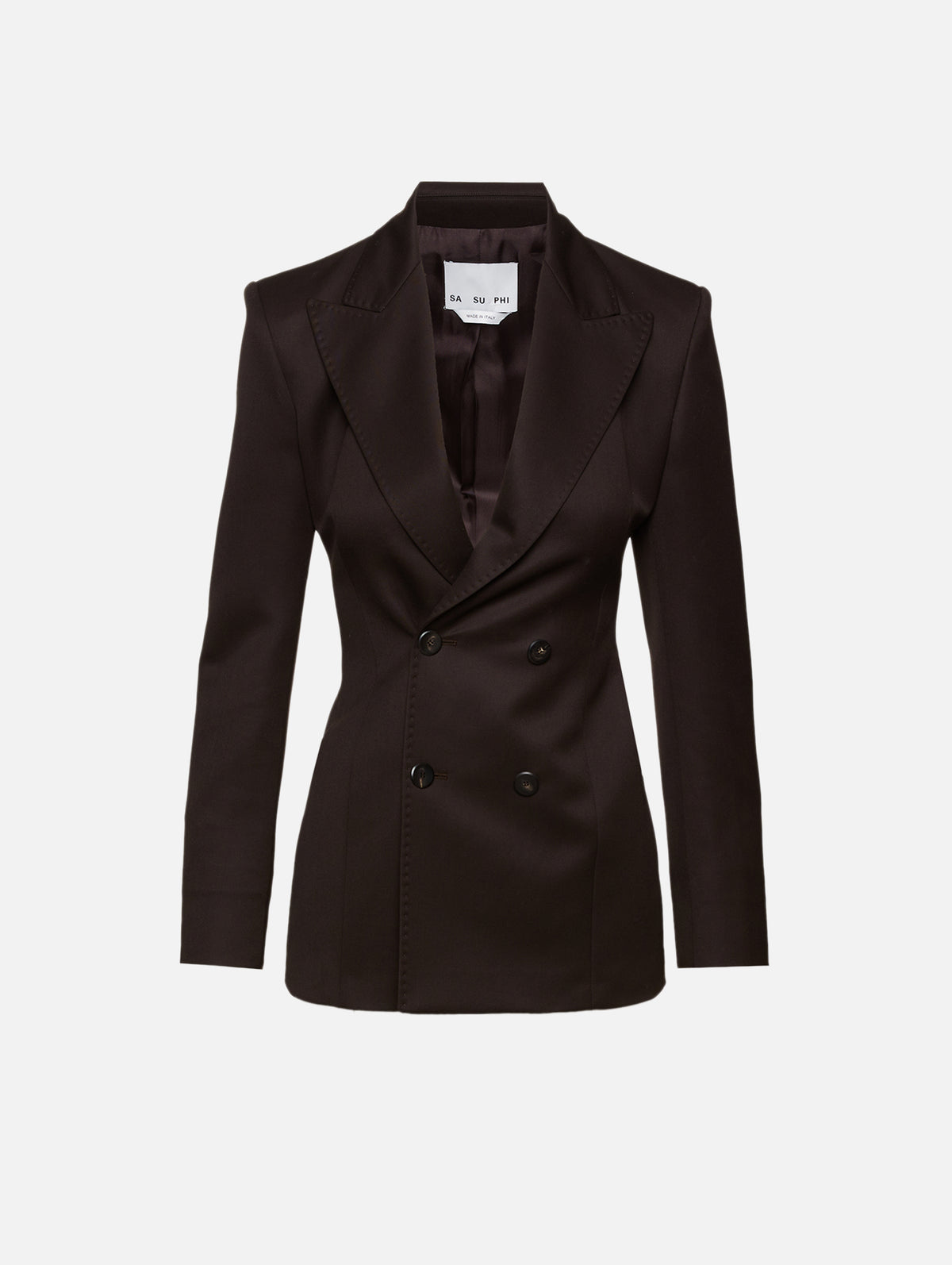 Tuxedo Double Breasted Jacket,SASUPHI,BROWN,Image 1