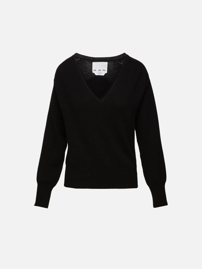 Lavinia V Neck Sweater,SASUPHI,BLACK,Image 1
