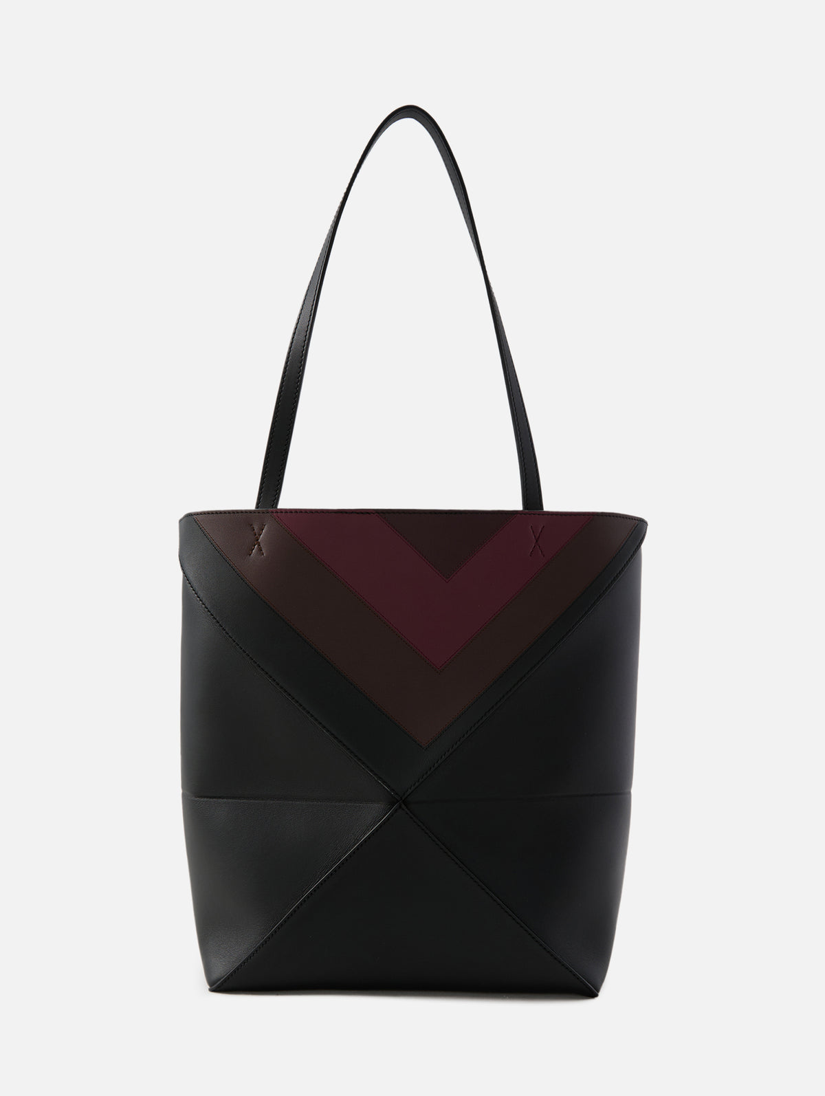 Puzzle Tote,LOEWE,BLACK/BURGUNDY,Image 3