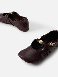 Soft Pebble Ballerina Flat,LOEWE,BURGUNDY,Image 2