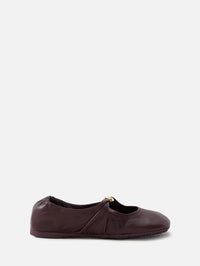 Soft Pebble Ballerina Flat,LOEWE,BURGUNDY,Image 1