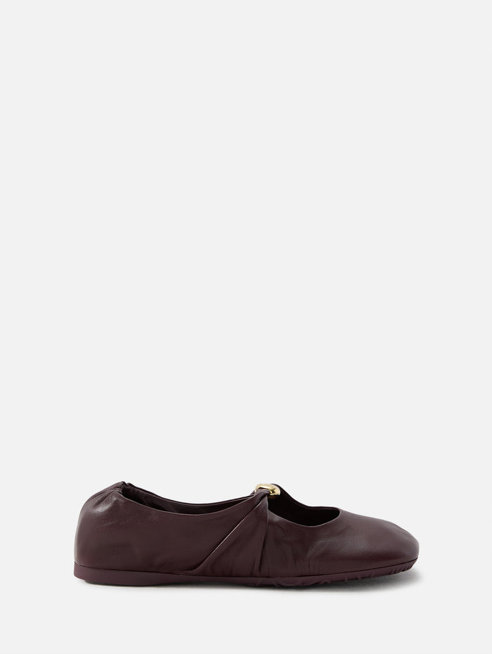 Soft Pebble Ballerina Flat,LOEWE,BURGUNDY,Image 1