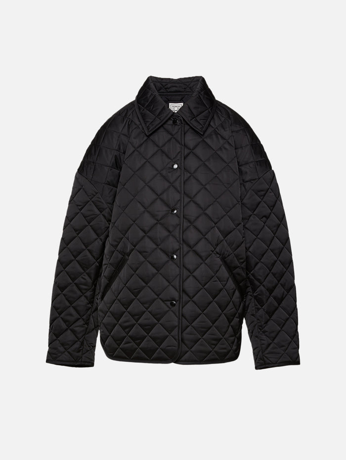 Collared Quilted Jacket,TOTÉME,BLACK,Image 1